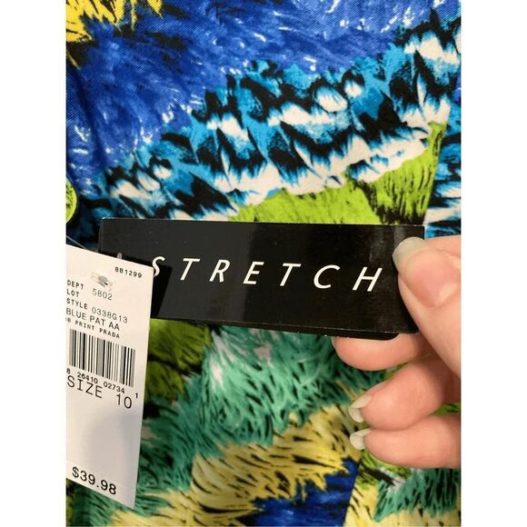 AGB dress size 10 NWT stretchy blue green zipper - Picture 9 of 9